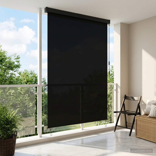 vidaXL Roller Blind Black 120 x 250 cm Fabric and Aluminum