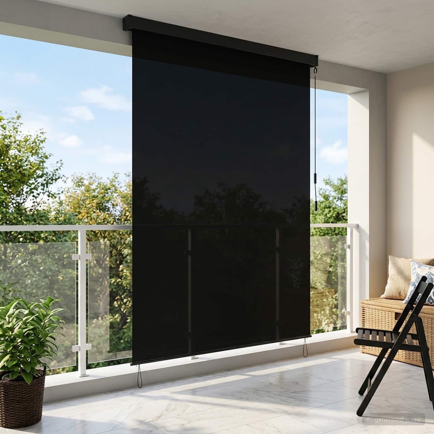 vidaXL Roller Blind Black 140 x 250 cm Fabric and Aluminum