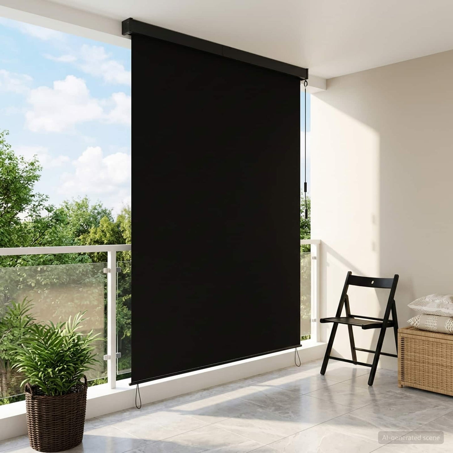 vidaXL Roller Blind Black 180 x 250 cm Fabric and Aluminum