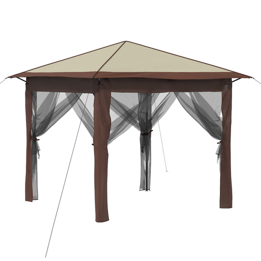 vidaXL Gazebo with 4 Sidewalls 2.6 x 2.6 m Cream and Brown