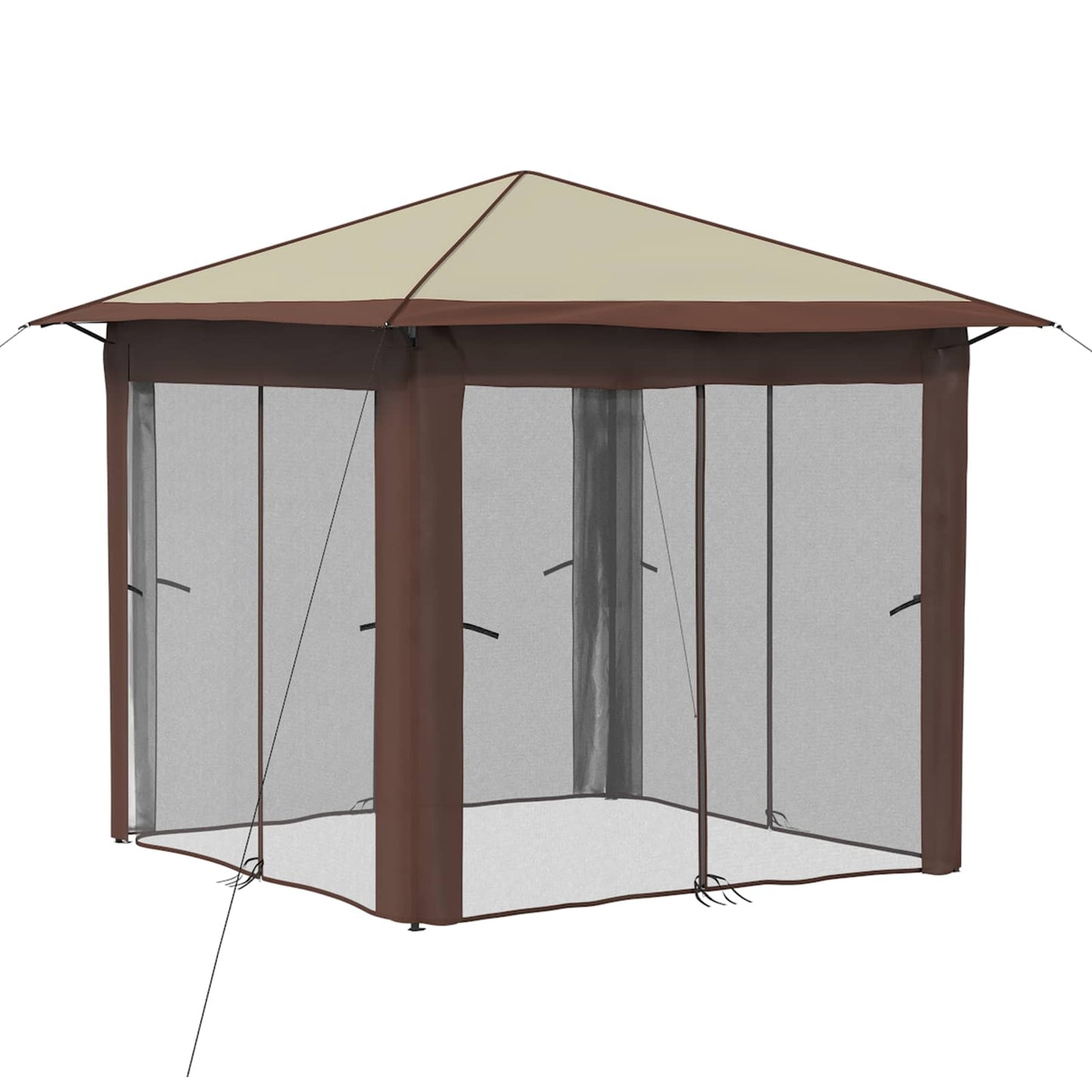 vidaXL Gazebo with 4 Sidewalls 2.6 x 2.6 m Cream and Brown