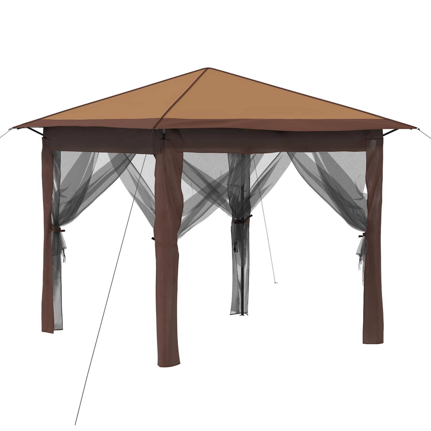 vidaXL Gazebo with 4 Sidewalls 2.6 x 2.6 m Beige and Brown