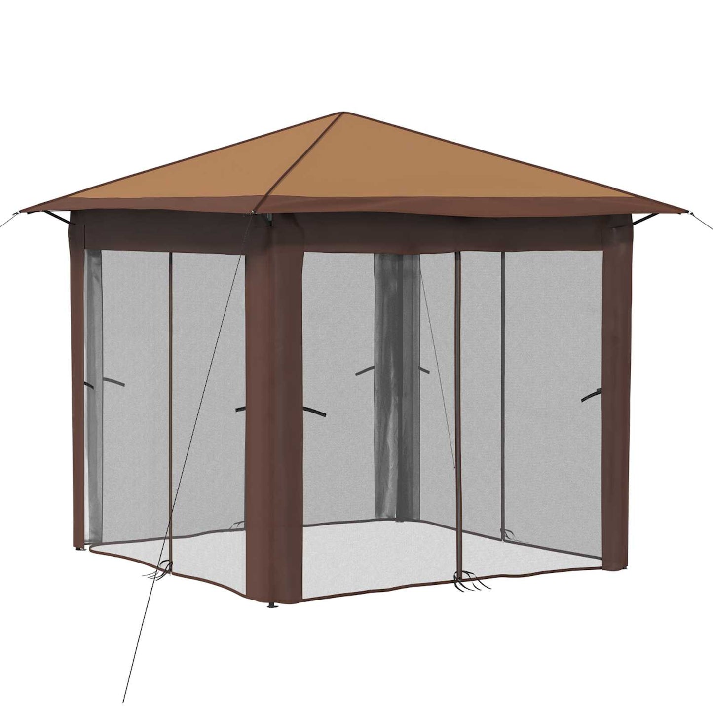 vidaXL Gazebo with 4 Sidewalls 2.6 x 2.6 m Beige and Brown