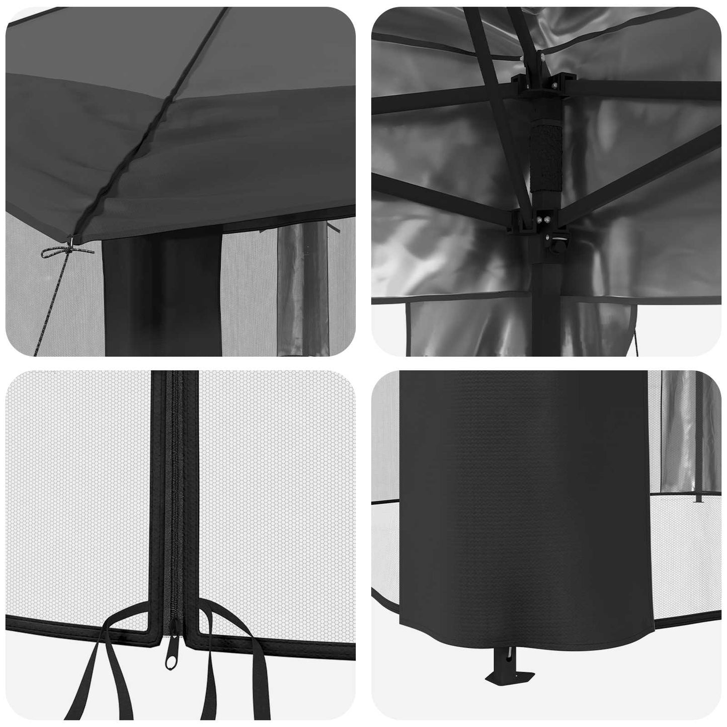vidaXL Gazebo with 4 Sidewalls 2.6 x 2.6 m Light Grey and Anthracite