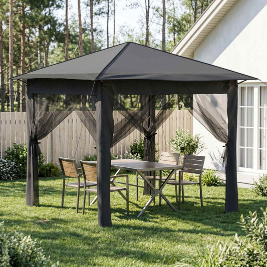 vidaXL Gazebo with 4 Sidewalls 2.6 x 2.6 m Light Grey and Anthracite