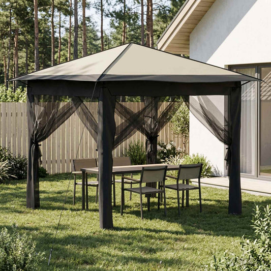 vidaXL Gazebo with 4 Sidewalls 2.6 x 2.6 m Cream and Anthracite