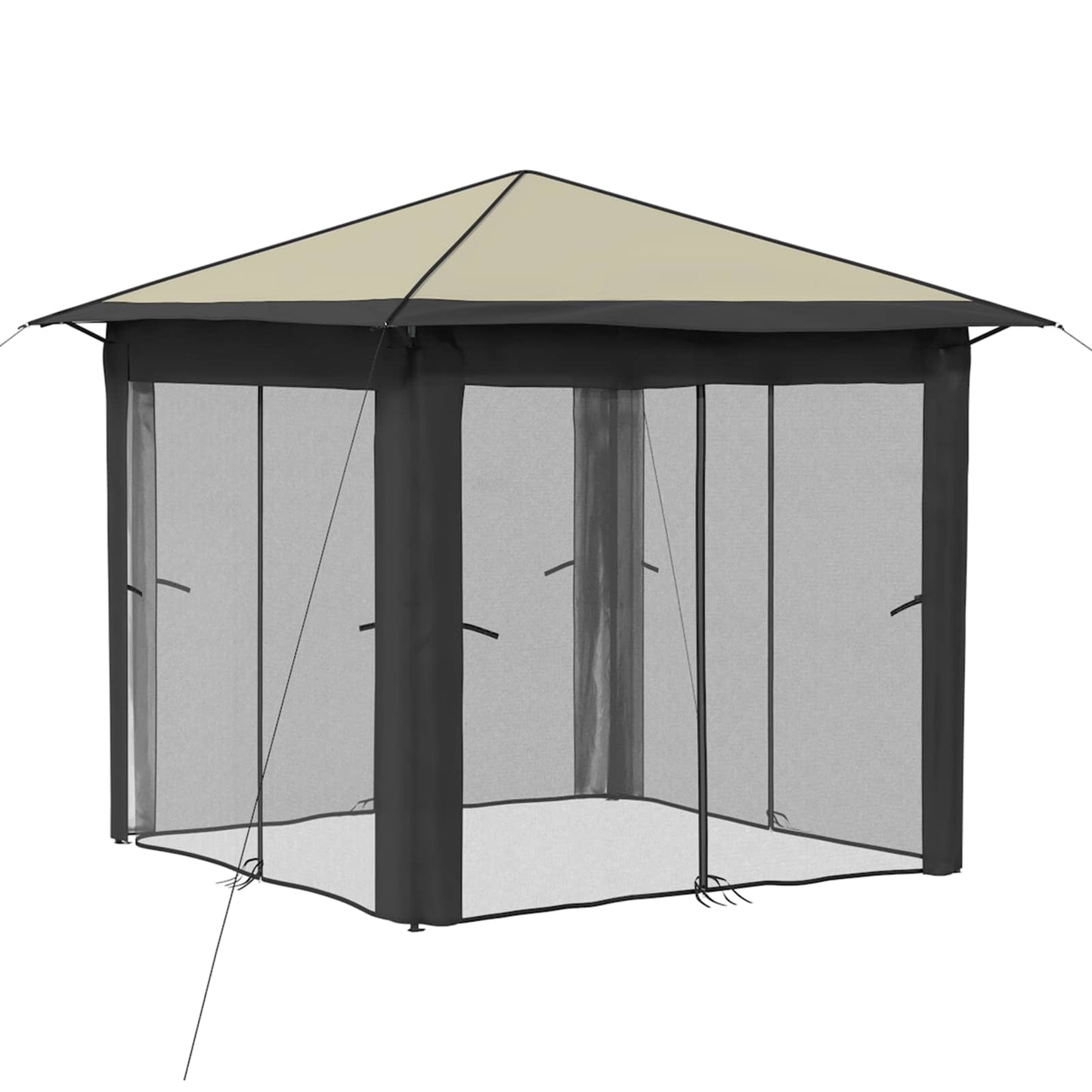 vidaXL Gazebo with 4 Sidewalls 2.6 x 2.6 m Cream and Anthracite