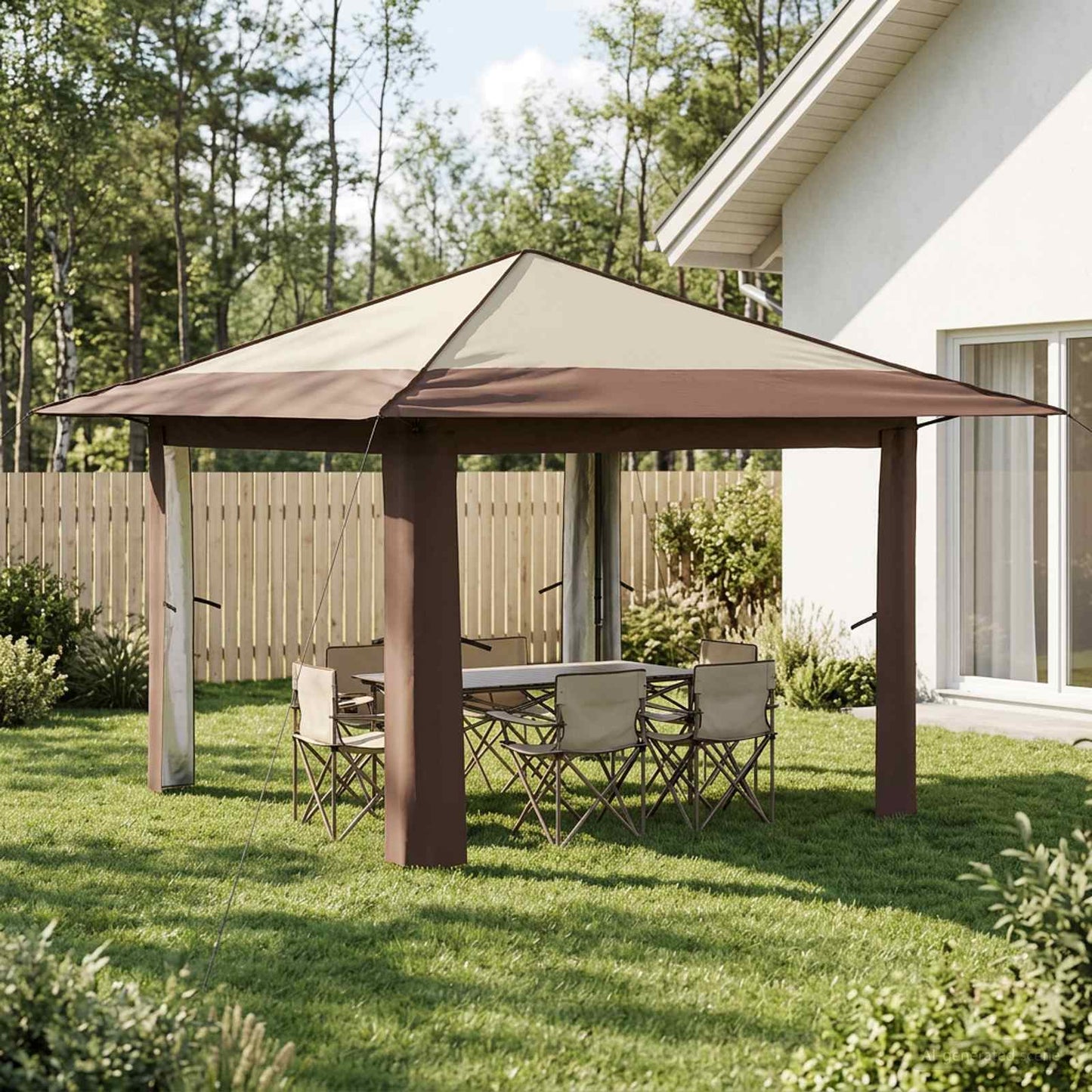 vidaXL Gazebo without Sidewall 3.3 x 3.3 m Cream and Brown