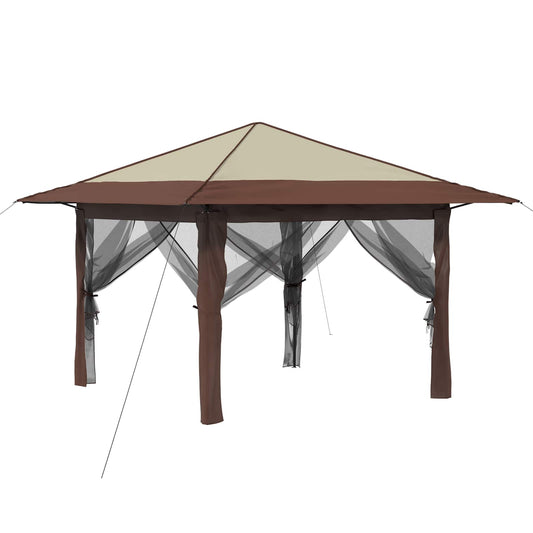 vidaXL Gazebo with 4 Sidewalls Cream and Brown