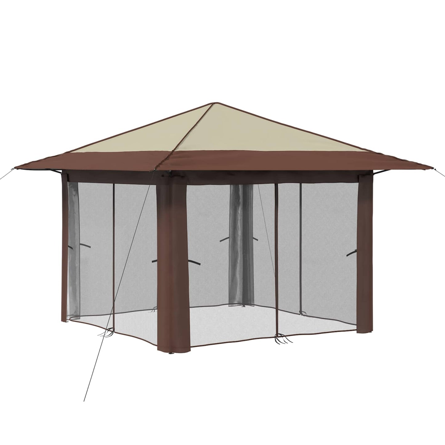 vidaXL Gazebo with 4 Sidewalls 3.3 x 3.3 m Cream and Brown