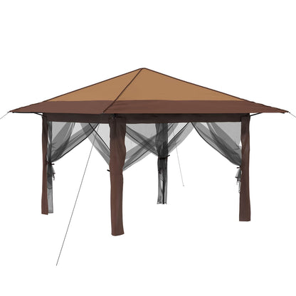 vidaXL Gazebo with 4 Sidewalls 3.3 x 3.3 m Beige and Brown