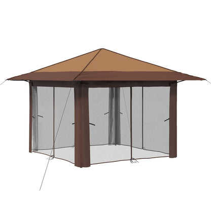 vidaXL Gazebo with 4 Sidewalls 3.3 x 3.3 m Beige and Brown