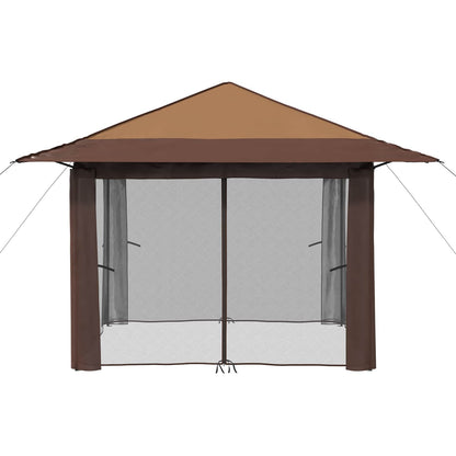 vidaXL Gazebo with 4 Sidewalls 3.3 x 3.3 m Beige and Brown