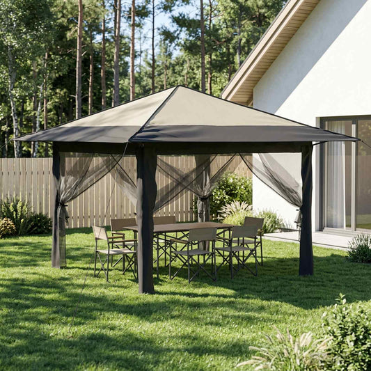 vidaXL Gazebo with 4 Sidewalls Cream and Anthracite
