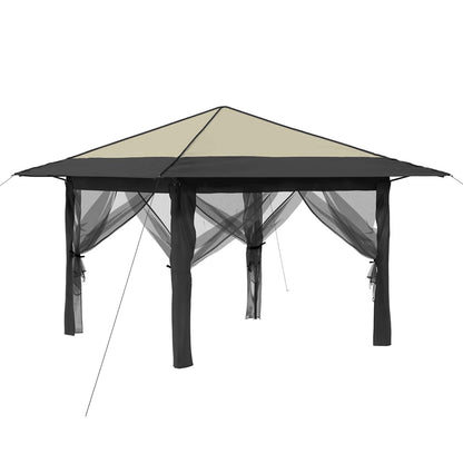 vidaXL Gazebo with 4 Sidewalls 3.3 x 3.3 m Cream and Anthracite