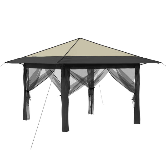 vidaXL Gazebo with 4 Sidewalls Cream and Anthracite