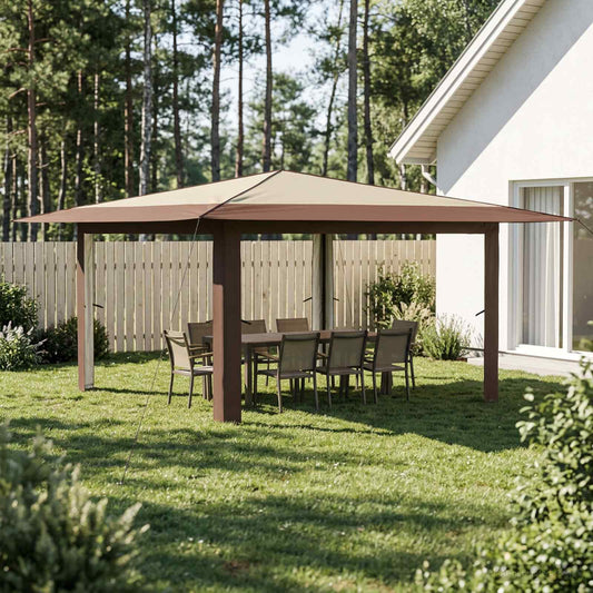 vidaXL Gazebo without Sidewall 4 x 4 m Cream and Brown