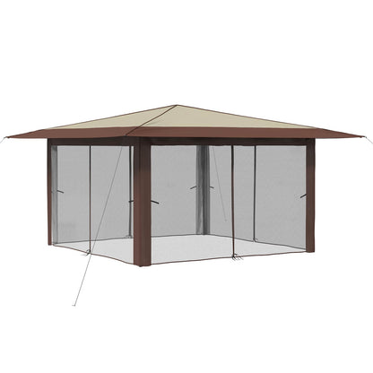 vidaXL Gazebo with 4 Sidewalls 4 x 4 m Cream and Brown