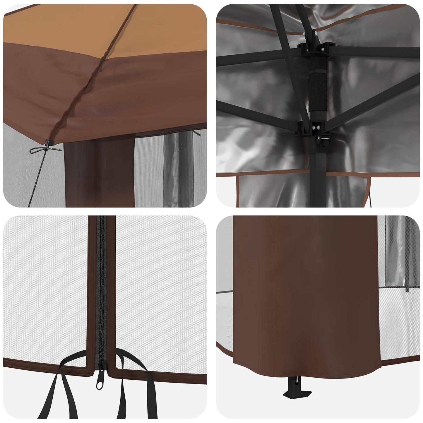 vidaXL Gazebo with 4 Sidewalls 4 x 4 m Beige and Brown
