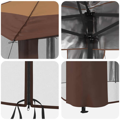 vidaXL Gazebo with 4 Sidewalls 4 x 4 m Beige and Brown