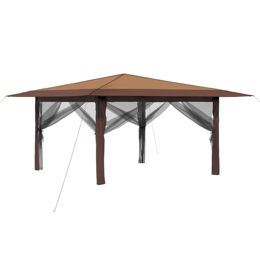 vidaXL Gazebo with 4 Sidewalls 4 x 4 m Beige and Brown