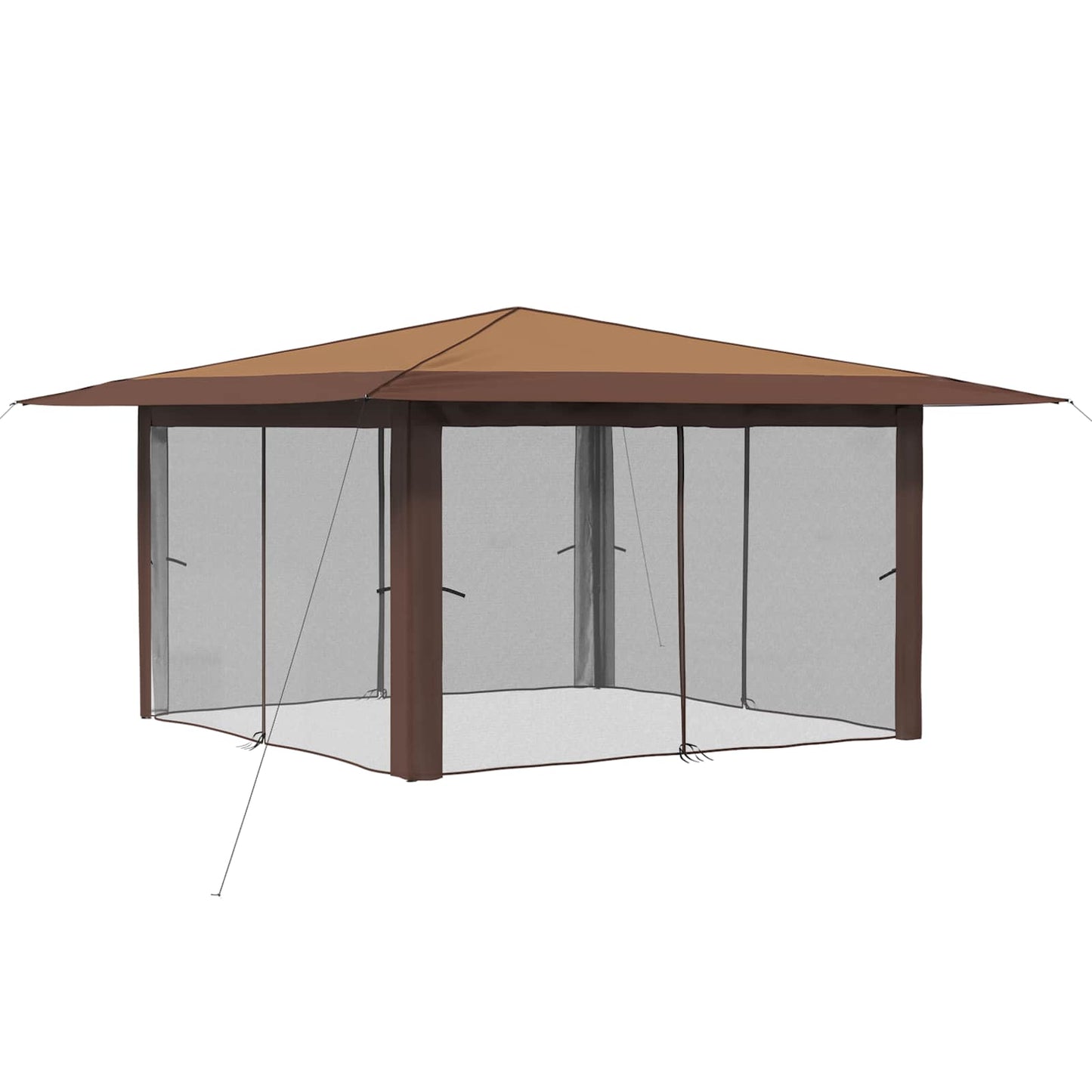vidaXL Gazebo with 4 Sidewalls 4 x 4 m Beige and Brown