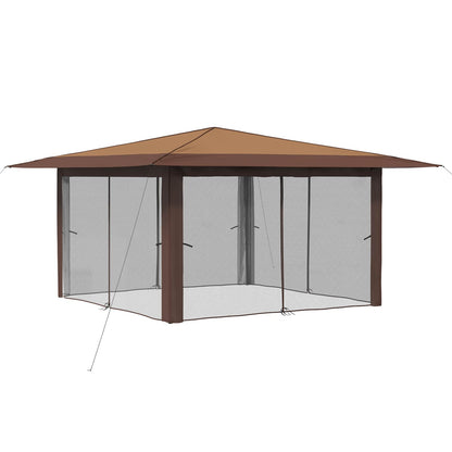 vidaXL Gazebo with 4 Sidewalls 4 x 4 m Beige and Brown