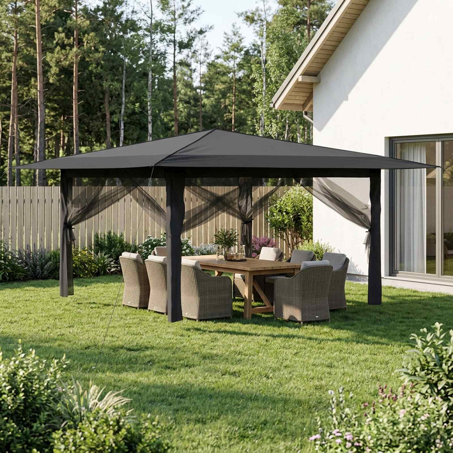 vidaXL Gazebo with 4 Sidewalls 4 x 4 m Light Grey and Anthracite