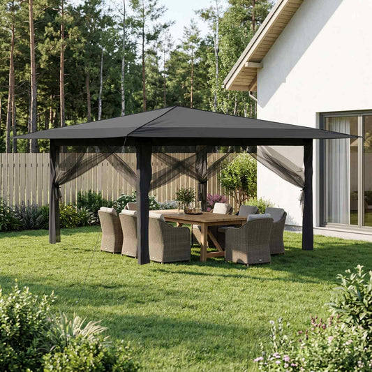 vidaXL Gazebo with 4 Sidewalls 4 x 4 m Light Grey and Anthracite