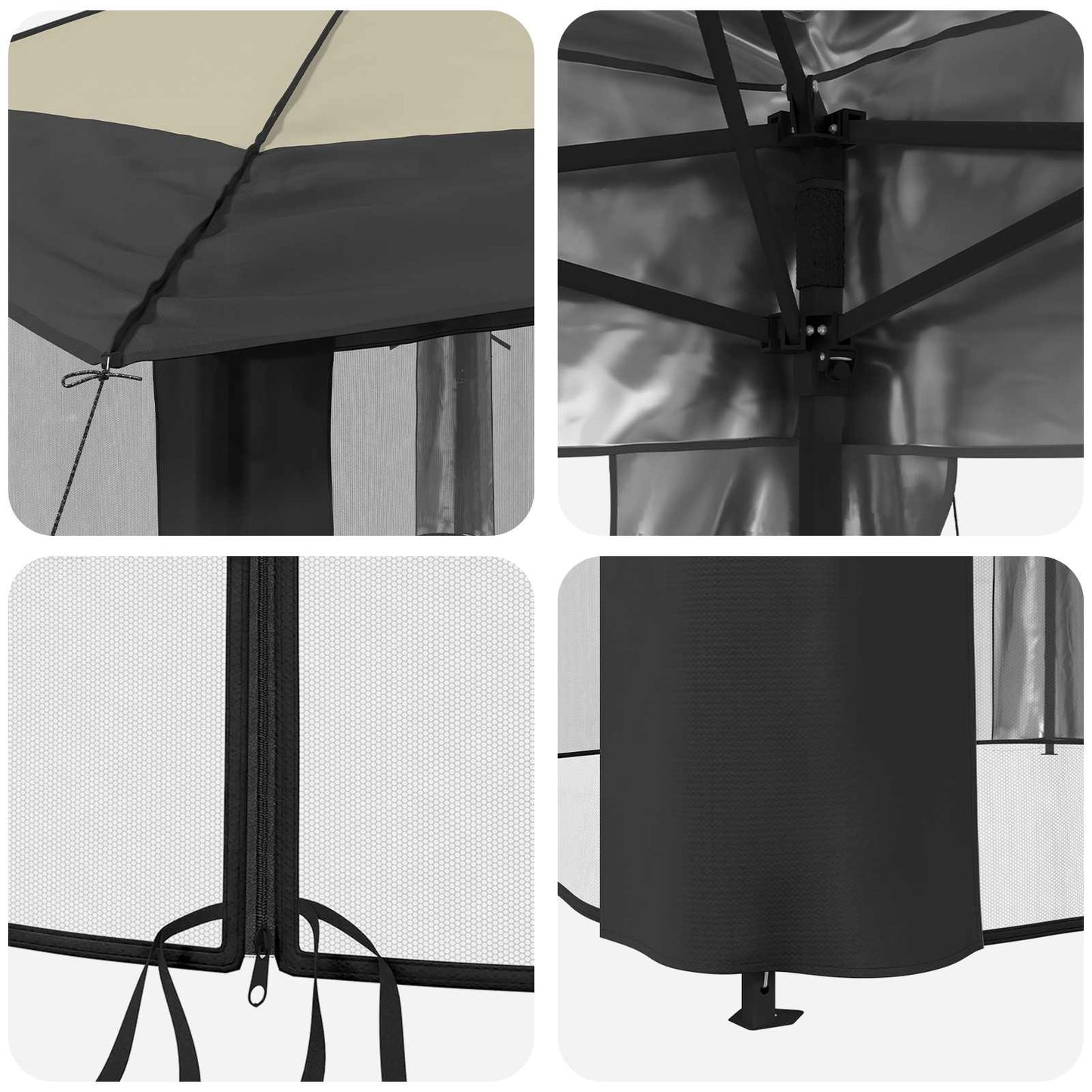 vidaXL Gazebo with 4 Sidewalls 4 x 4 m Cream and Anthracite