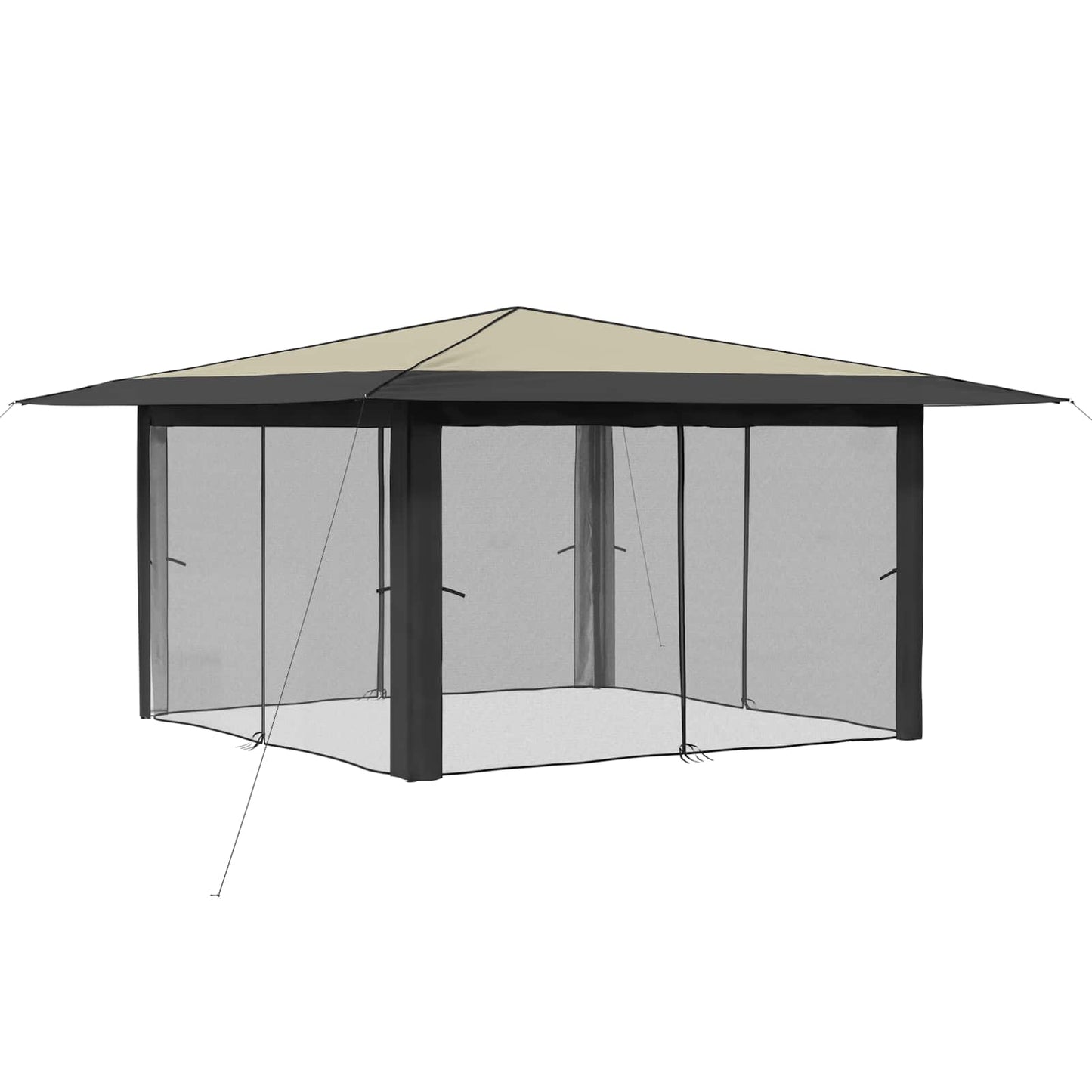 vidaXL Gazebo with 4 Sidewalls 4 x 4 m Cream and Anthracite
