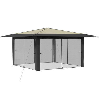 vidaXL Gazebo with 4 Sidewalls 4 x 4 m Cream and Anthracite