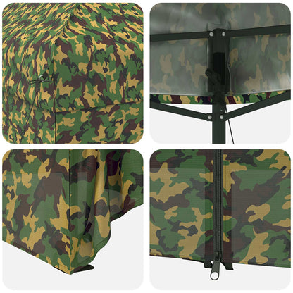 vidaXL Canopy Tent with 4 Sidewalls 2.95 x 4.1 m Army Camouflage