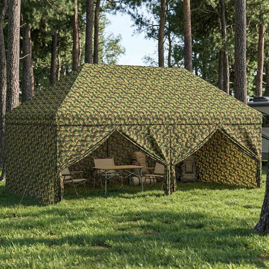vidaXL Canopy Tent with 4 Sidewalls 2.9 x 5.8 m Army Camouflage