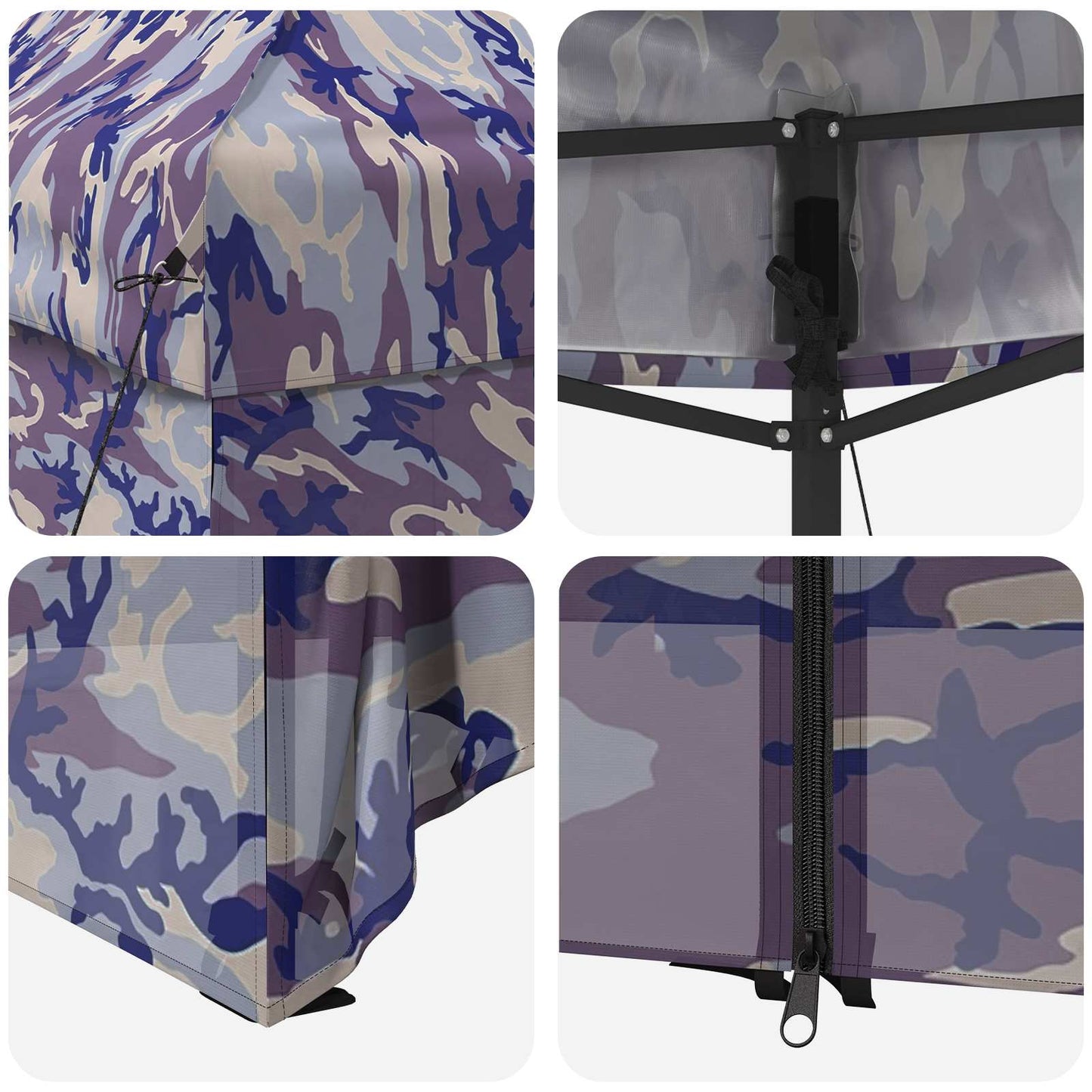 vidaXL Pop-up Gazebo with 4 Sidewalls 2 x 2 m Blue Camouflage