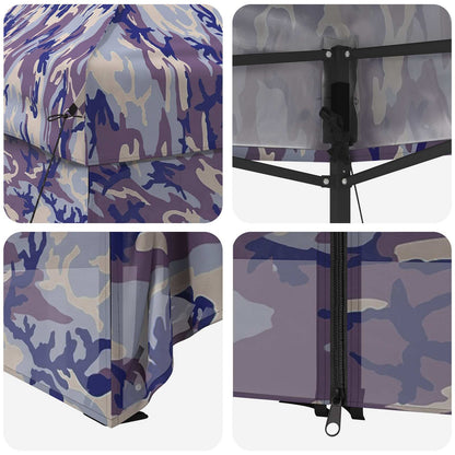 vidaXL Pop-up Gazebo with 4 Sidewalls 3 x 3 m Blue Camouflage