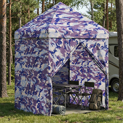 vidaXL Pop-up Gazebo with 4 Sidewalls 3 x 3 m Blue Camouflage