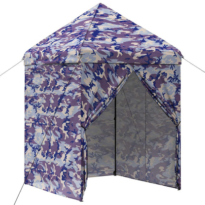 vidaXL Pop-up Gazebo with 4 Sidewalls 3 x 3 m Blue Camouflage