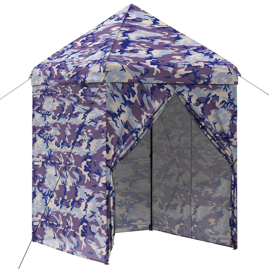 vidaXL Pop-up Gazebo with 4 Sidewalls 2.9 x 2.9 m Blue Camouflage