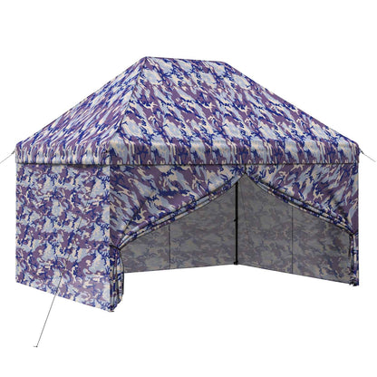vidaXL Pop-up Gazebo with 4 Sidewalls 2.95 x 4.1 m Blue Camouflage