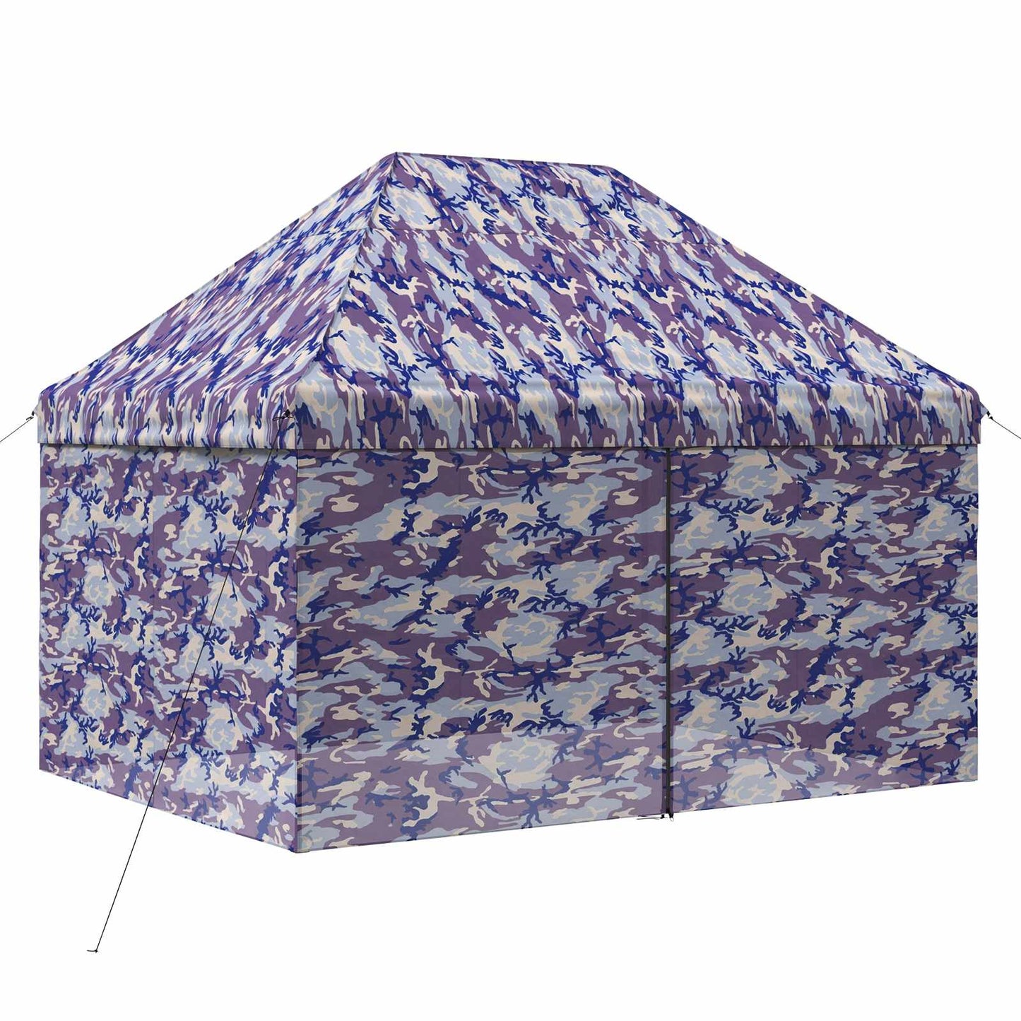 vidaXL Pop-up Gazebo with 4 Sidewalls 2.95 x 4.1 m Blue Camouflage