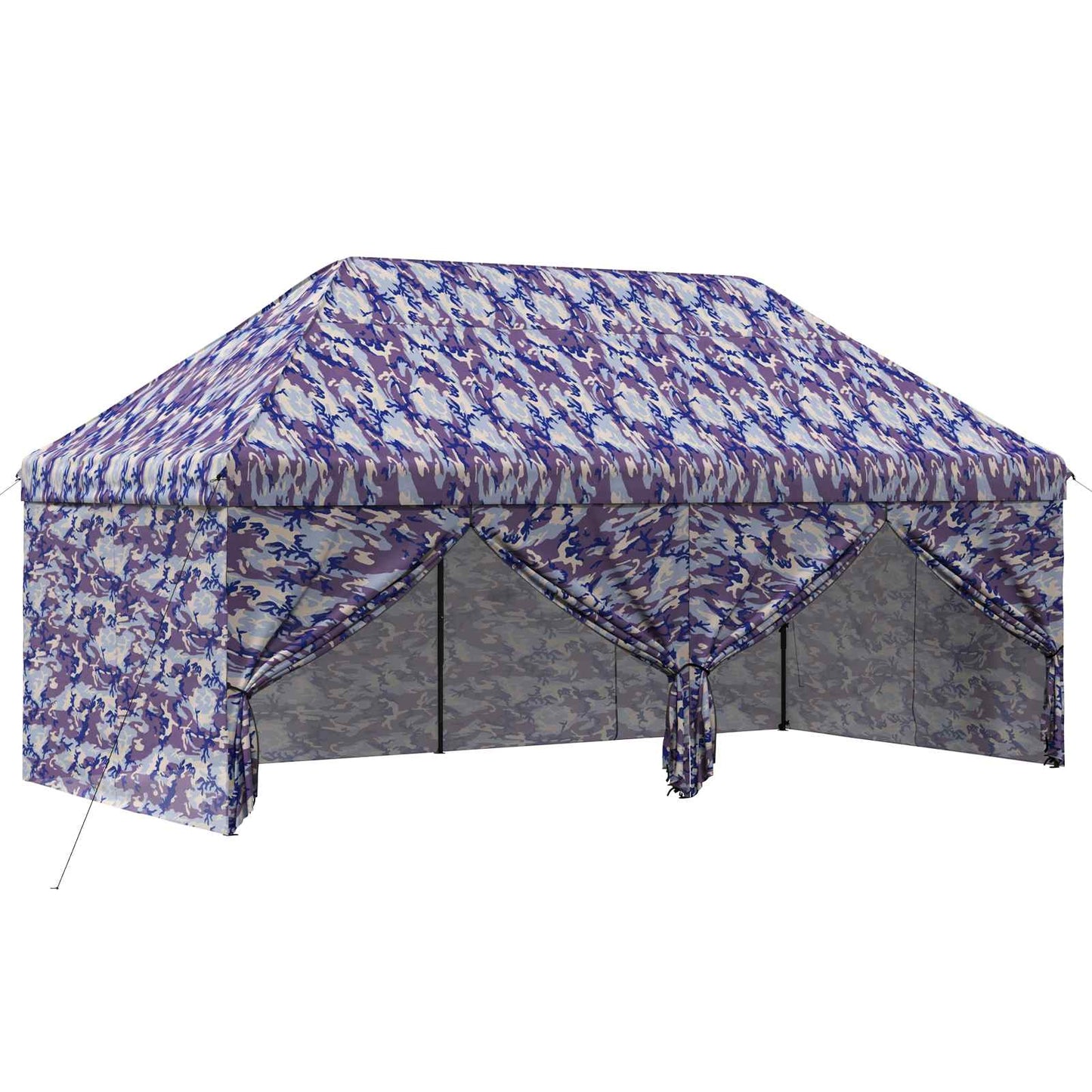 vidaXL Pop-up Gazebo with 4 Sidewalls 3 x 6 m Blue Camouflage
