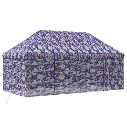 vidaXL Pop-up Gazebo with 4 Sidewalls 3 x 6 m Blue Camouflage