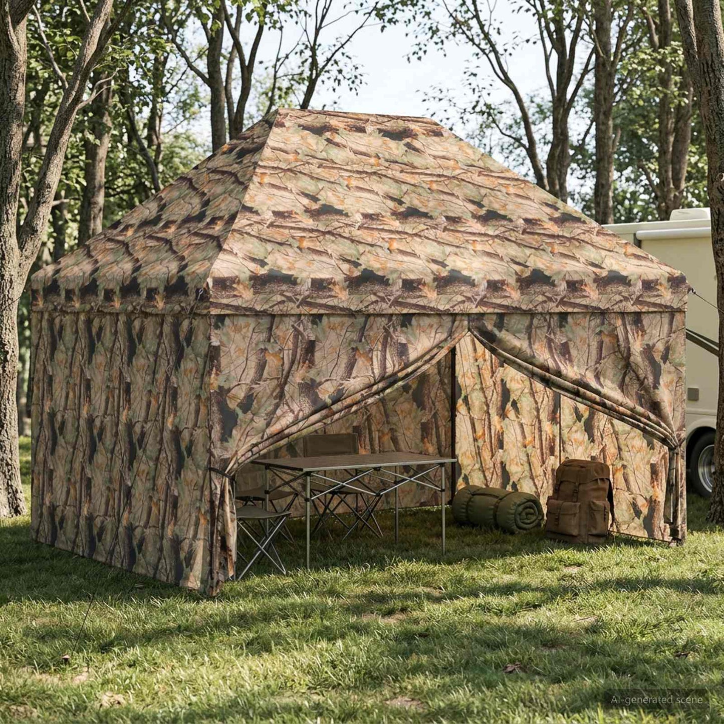 vidaXL Pop-up Gazebo with 4 Sidewalls 3 x 4.5 m Forest Camouflage