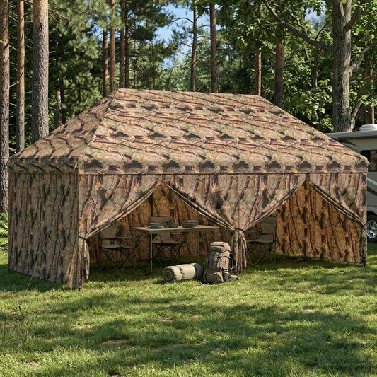 vidaXL Pop-up Gazebo with 4 Sidewalls 3 x 6 m Forest Camouflage