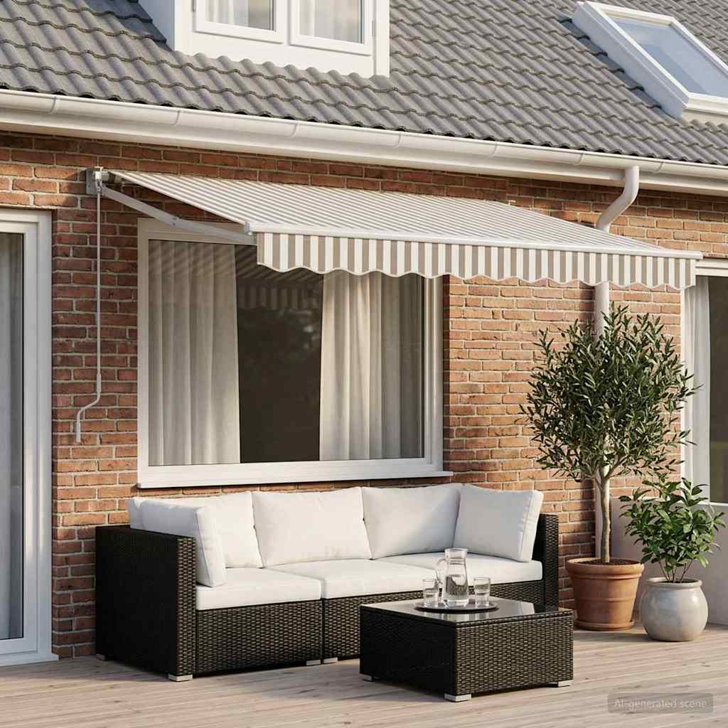 vidaXL Awning Replacement Fabric Light Grey and White 2.5 x 2 m