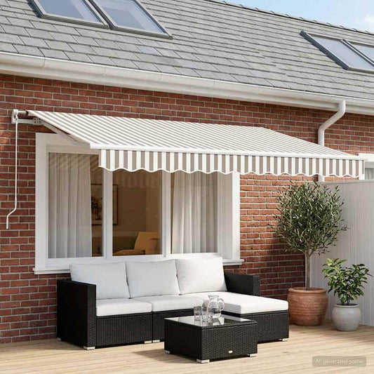 vidaXL Awning Replacement Fabric Light Grey and White 3 x 2.5 m