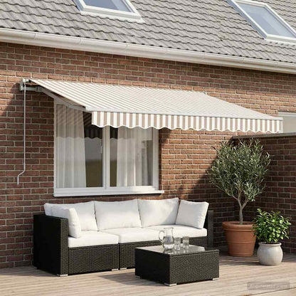 vidaXL Awning Replacement Fabric Light Grey and White 3.5 x 2.5 m