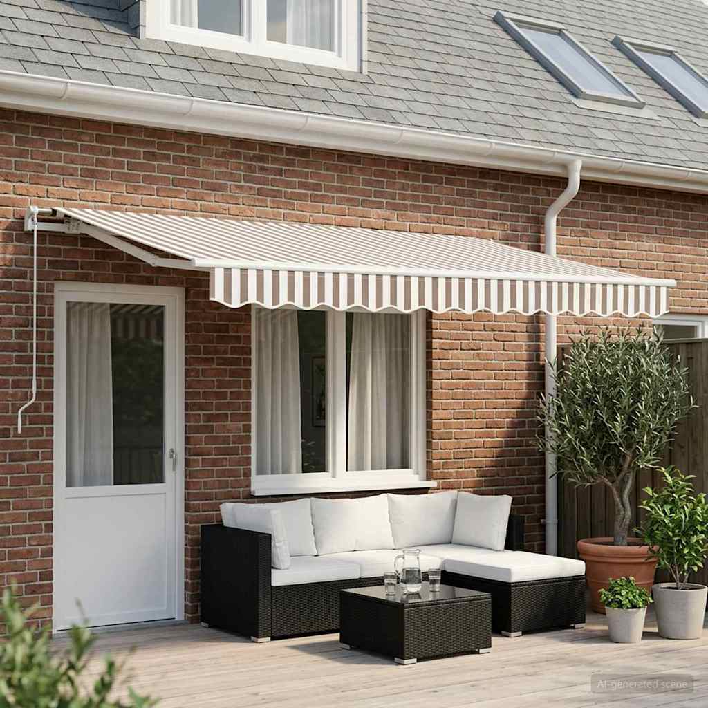 vidaXL Awning Replacement Fabric Light Grey and White 4 x 3.5 m
