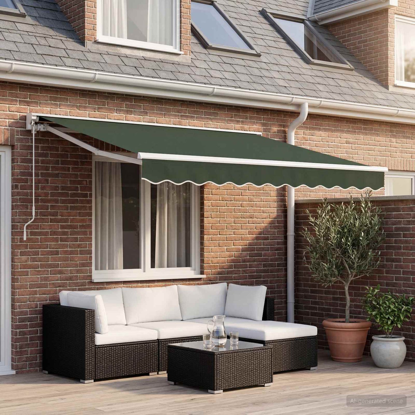 vidaXL Awning Replacement Fabric Dark Green 4 x 3.5 m Polyester